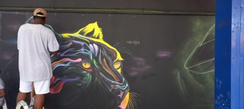 CAPS Florescer comemora 5 anos com confec&ccedil;&atilde;o de pain&eacute;is de grafitti